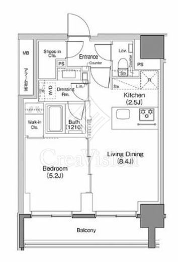 ザ・パークハビオ日本橋馬喰町 1LDK　間取り図