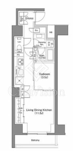 ザ・パークハビオ日本橋馬喰町 1LDK　間取り