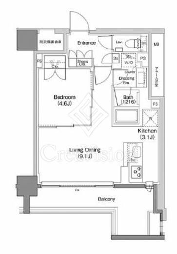 ザ・パークハビオ日本橋馬喰町 1LDK　間取り図