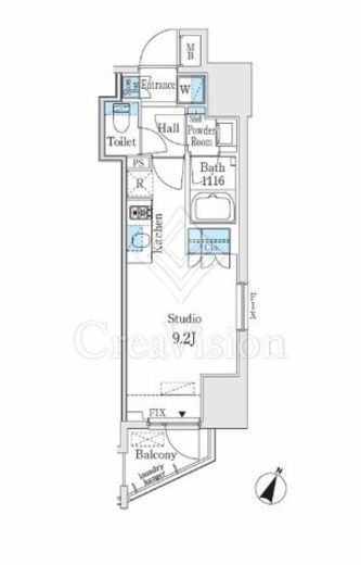 GLACIER神保町 (グラシア神保町) 1K　間取り図