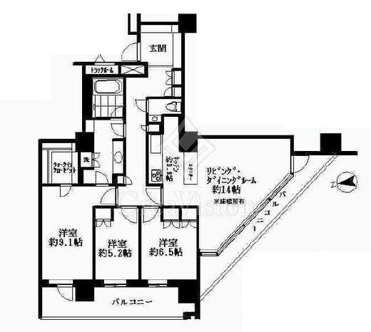 コスモポリス品川 3LDK　間取り図