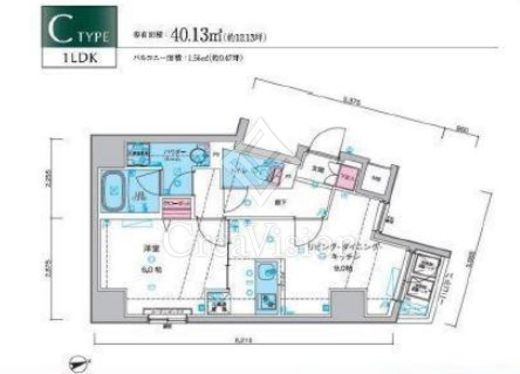 ジェノヴィア上野2スカイガーデン 1LDK　間取り図