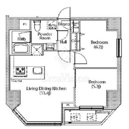 麻布Tino 2LDK　間取り図