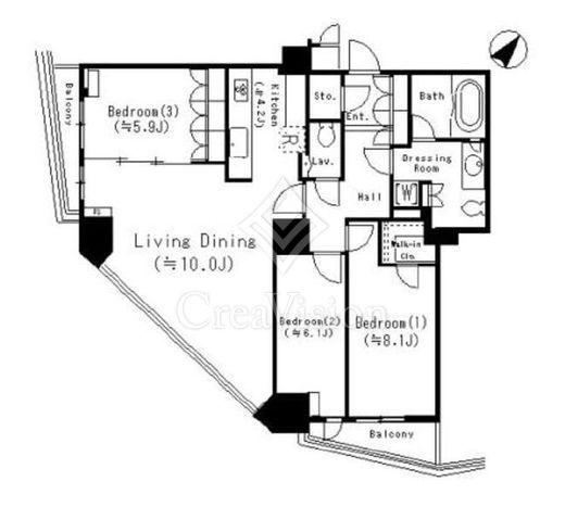 アトラスタワー六本木 3LDK　間取り図