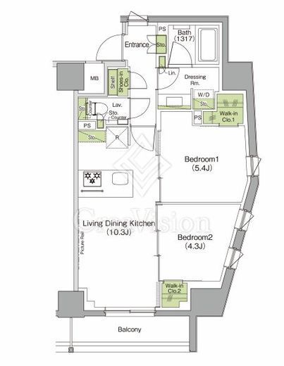 ザ・パークハビオ三軒茶屋 2LDK　間取り図