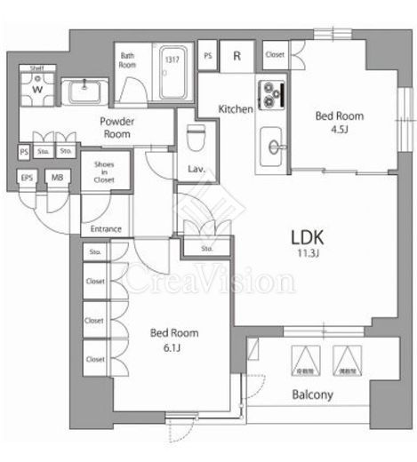 オーパスレジデンス日本橋水天宮 2LDK　間取り