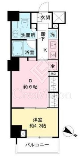 IBIS市ヶ谷 (アイビス市ヶ谷) 1DK　間取り図