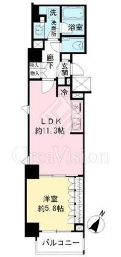 IBIS市ヶ谷 (アイビス市ヶ谷) 1LDK　間取り図