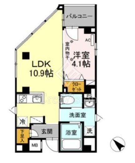 アーバンプライム日本橋 1LDK　間取り図