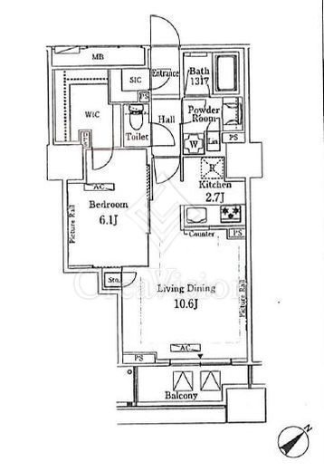 ルビア赤坂 1LDK　間取り図