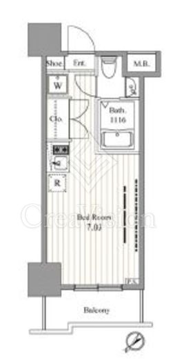 レジディア東銀座 1K　間取り図