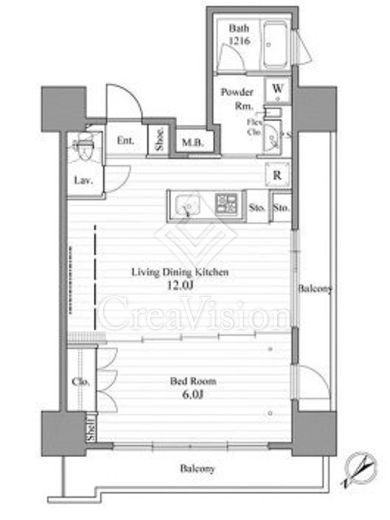 レジディア東銀座 1LDK　間取り