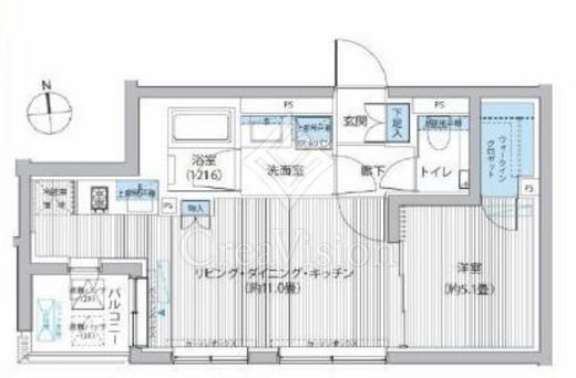 グランフェリシア西麻布 1LDK　間取り