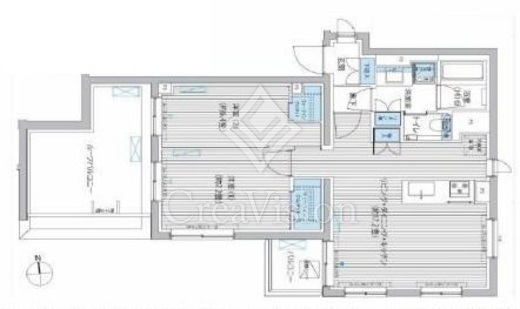 グランフェリシア西麻布 2LDK　間取り図