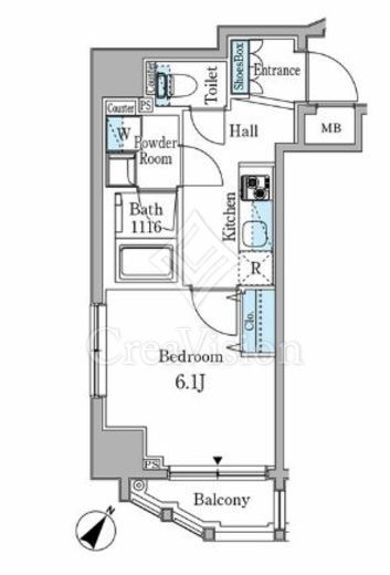 リオプラド赤坂 1R　間取り図