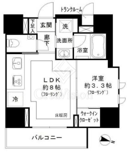 ピアース麻布十番 1LDK　間取り図