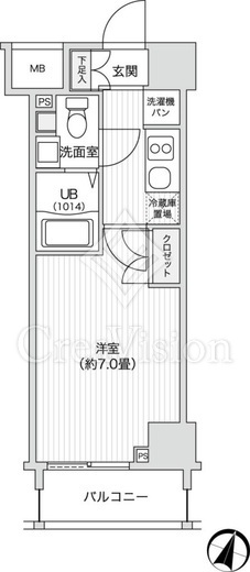 レジディア笹塚2 1K　間取り