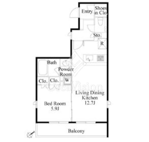 グランパセオ四谷若葉 1LDK　間取り図