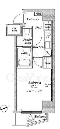 ニューガイアリルーム芝No.28 1R　間取り