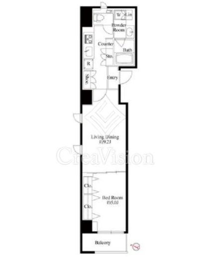 グランパセオ日本橋三越前 1LDK　間取り図