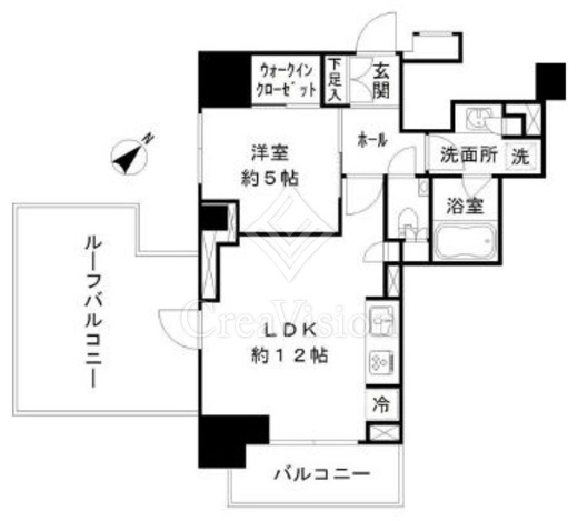 パークリュクス日本橋大伝馬町 1LDK　間取り図