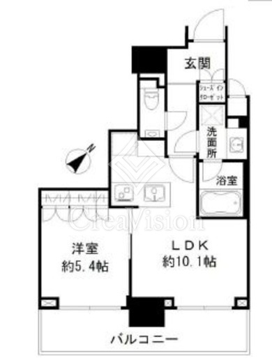 パークリュクス日本橋大伝馬町 1LDK　間取り