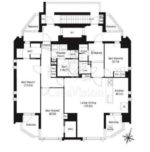 ジオイド三番町 3LDK　間取り図