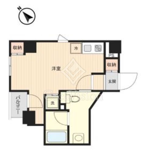 プラティーク月島 1K　間取り図