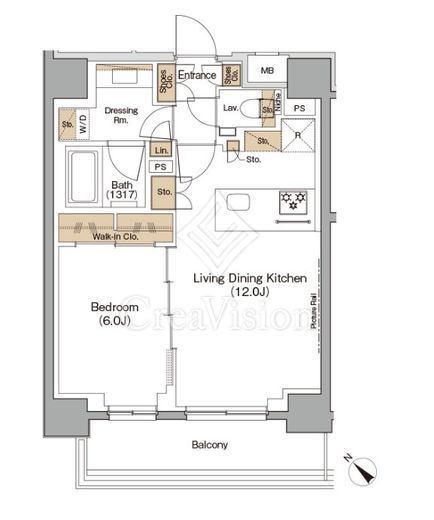 ザ・パークハビオ月島フロント 1LDK　間取り図