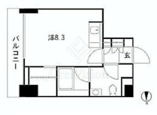 パークキューブ愛宕山タワー 1R　間取り図