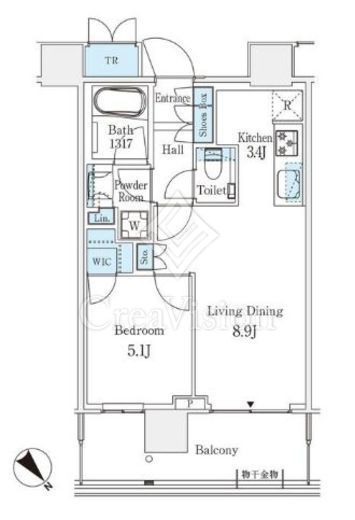 パークシティ武蔵小山ザタワー 1LDK　間取り図