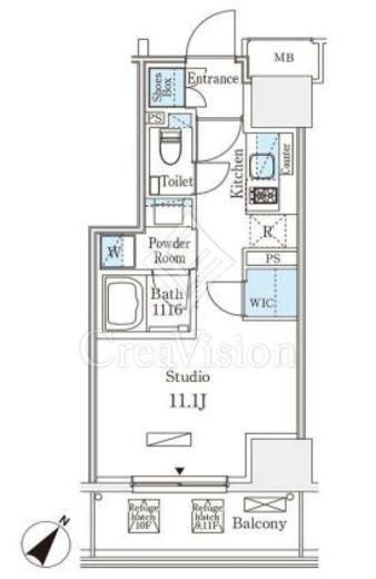 パークアクシス赤坂 1R　間取り図