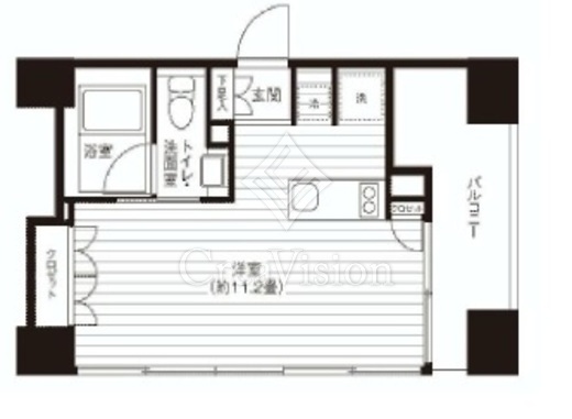 Ti-HIGASHIAZABU 1K　間取り図