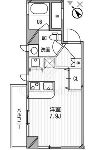 パークペルル池尻 1K　間取り図