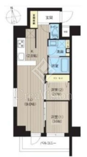 レクシード神楽坂 2LDK　間取り図