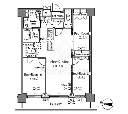 パークアクシス辰巳ステージ 3LDK　間取り図