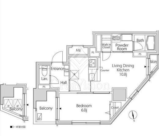 プラウドフラット戸越銀座 1LDK　間取り図