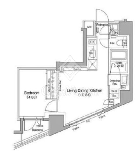 ザ・パークハビオ神楽坂 1LDK　間取り図