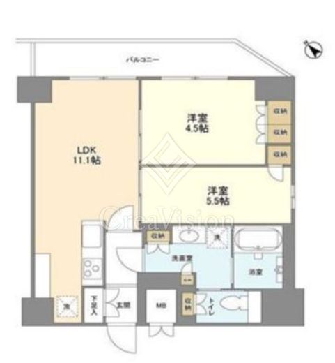 KURAMAE214 2LDK　間取り図