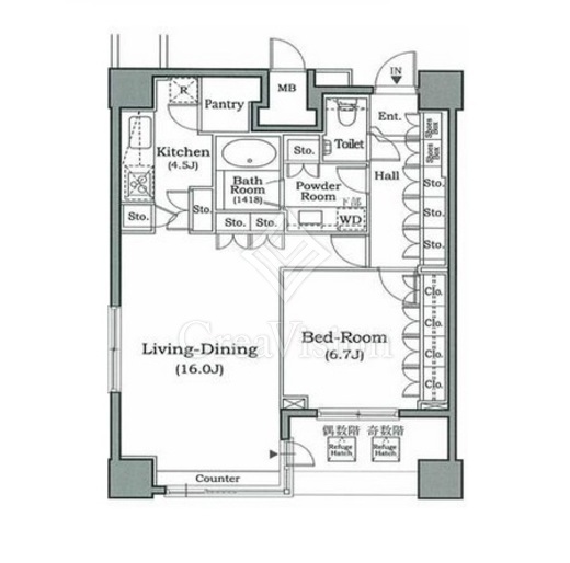 ホライズンプレイス赤坂 1Ｌ　間取り図