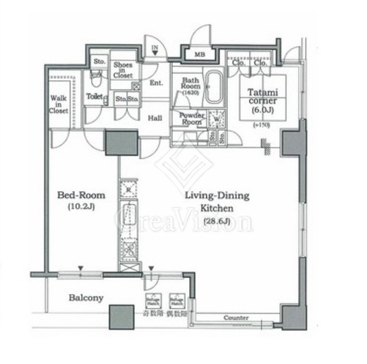 ホライズンプレイス赤坂 2ＬＤＫ　間取り図