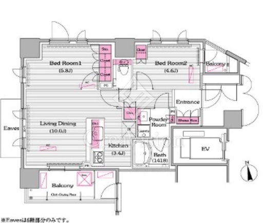 プライムアーバン新宿夏目坂タワーレジデンス 間取り画像