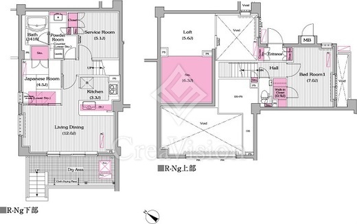 プライムアーバン新宿夏目坂タワーレジデンス 間取り　2LDK