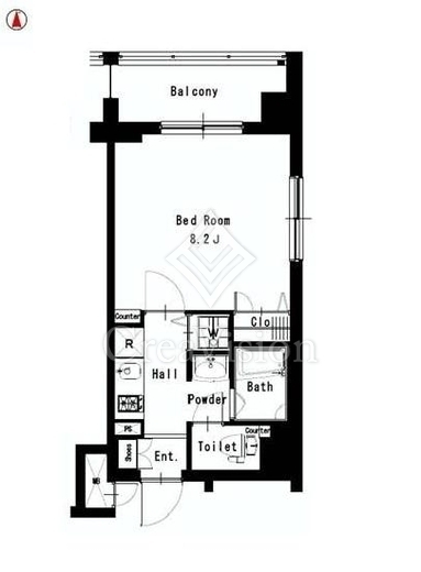 スクエア麻布 1K　間取り図