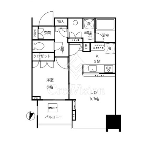 大崎ウエストシティタワーズ イースト 1LDK　間取り図