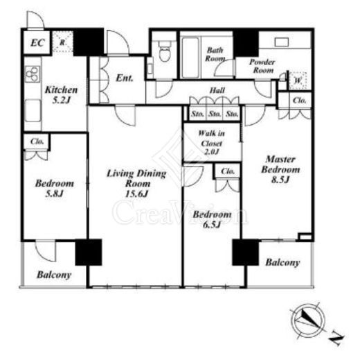 THE ROPPONGI TOKYO CLUB RESIDENCE 3LDK　間取り図