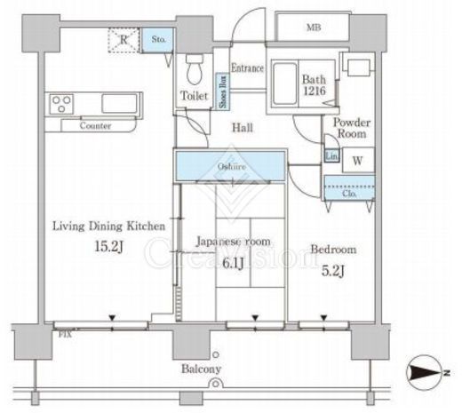 セルリアンホームズ勝どき 2LDK　間取り