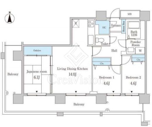 セルリアンホームズ勝どき 3LDK　間取り図