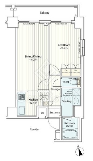 ドゥーエ新富町 間取り　1K