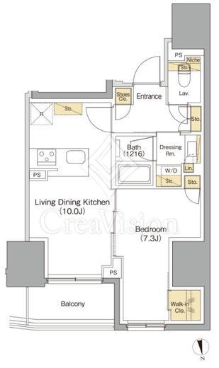 ザ・パークハビオ本郷菊坂 1LDK　間取り図